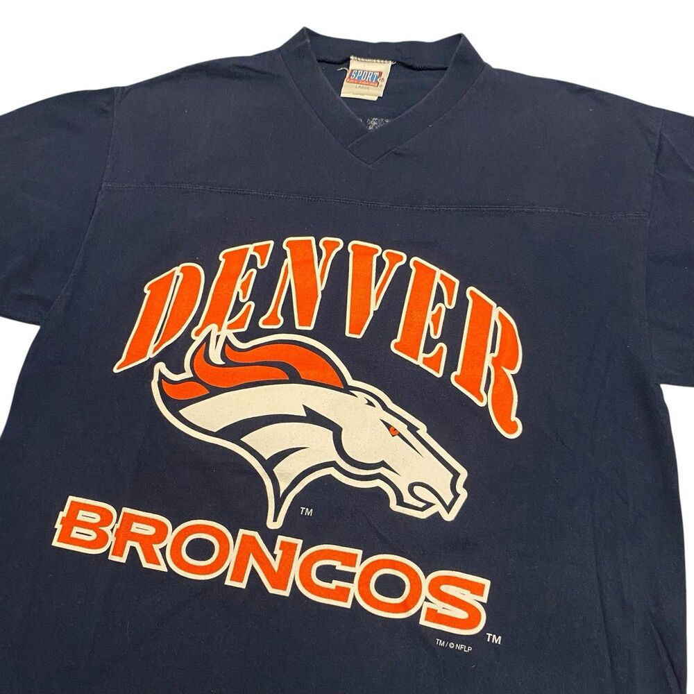 Vintage Denver Broncos Tee Shirt Jersey Style Top NFL Terell Davis #30 90s L